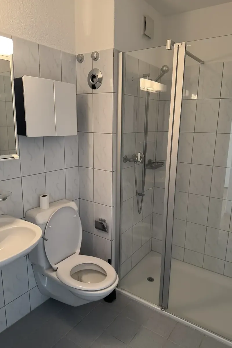 Cleaned bathroom with shower